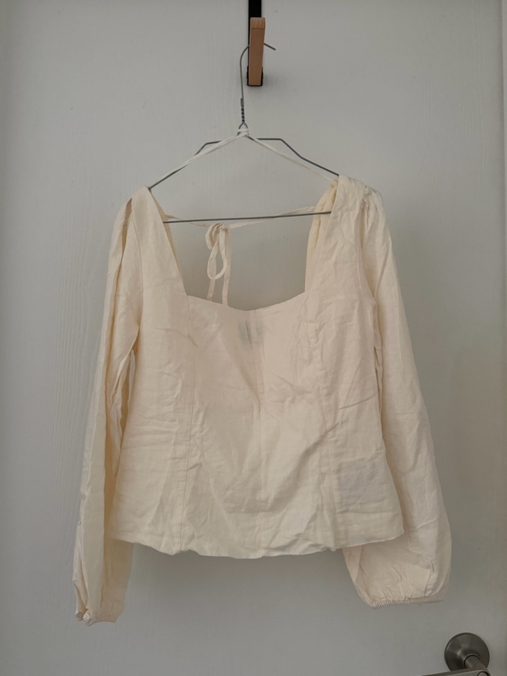 GAP Cream Square-Neck Long-Sleeve Blouse
